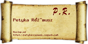 Petyka Rémusz névjegykártya